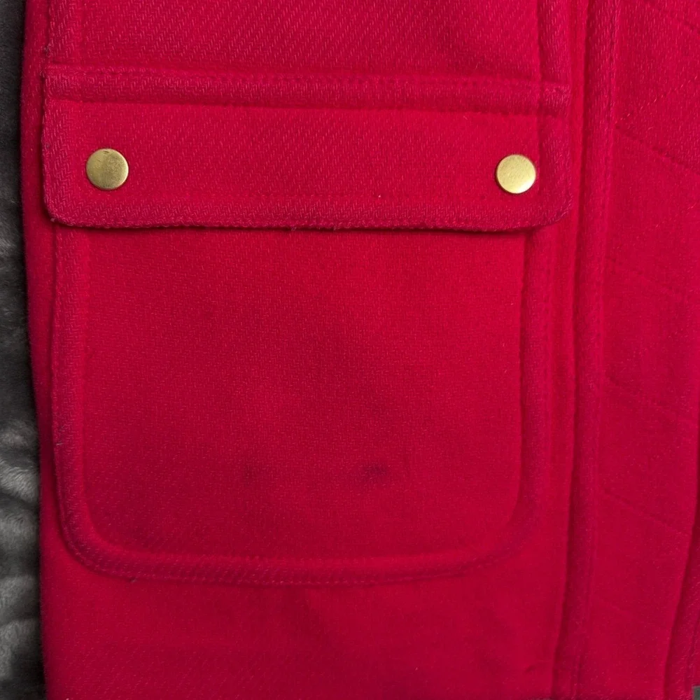 J.Crew Chateau Parka Italian Stadium Cloth Pink Wool Faux Fur Hood Coat 4P - Picture 2 of 9